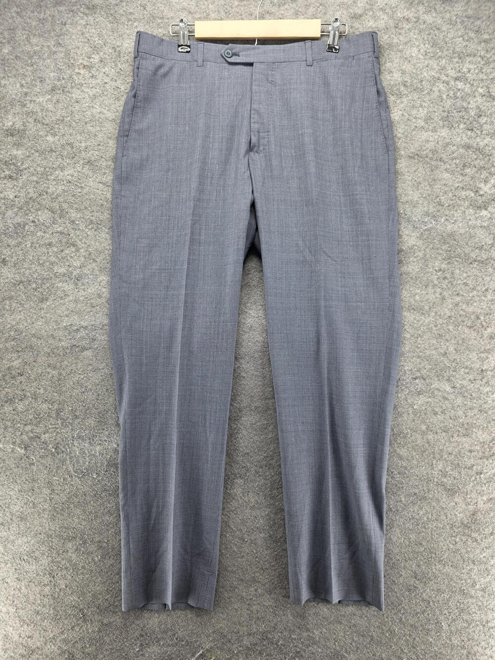 J. HILBURN Pants Mens 36x31 Gray Suit Wool Tweed Slim Tapered Belted